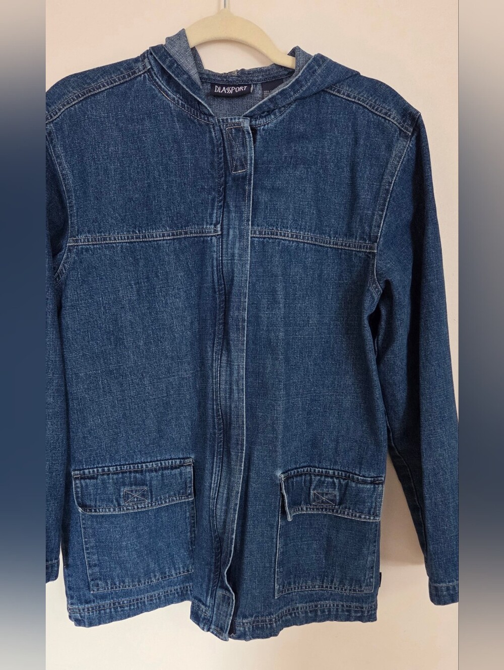 Blassport Vintage Cotton Denim Jacket With Hood Size M